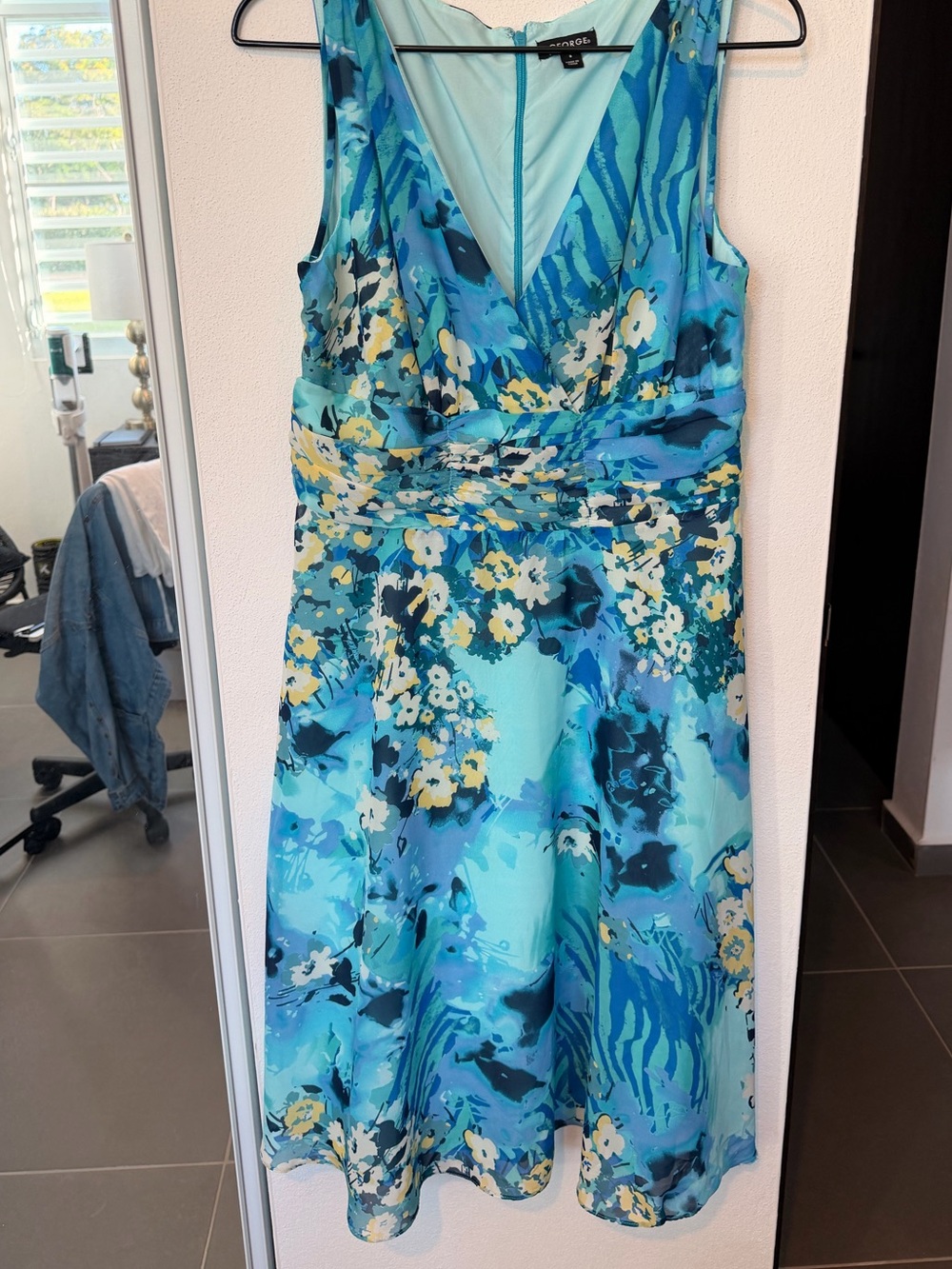 George Blue Multi Floral V-Neck Dress